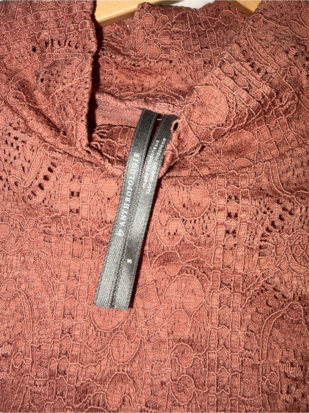 Anthropologie Dusty Rose Lace Mock-Neck Blouse - Picture 5 of 5
